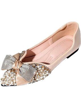 Women's Z Apricot Pointed Toe Casual Slip On Comfortable Wedding Flats Shoes
